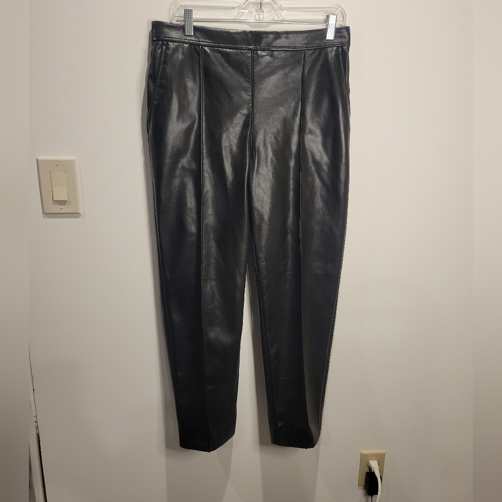 Banana republic size m black vegan leather high rise trouser pants